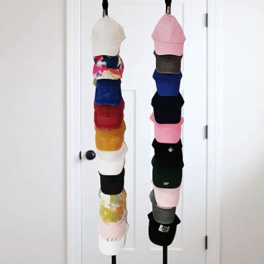 Hat Organizer Holder Rack for Closet Rod (2 Pack) Easy Hat Storage Hangers for B